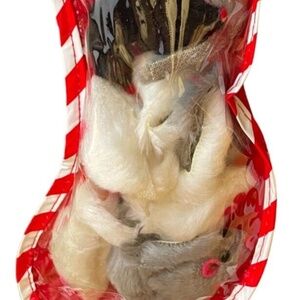 Holiday Stocking Faux Fur Tiny Christmas Mice Toy lot 12 Vo-Toys Set
